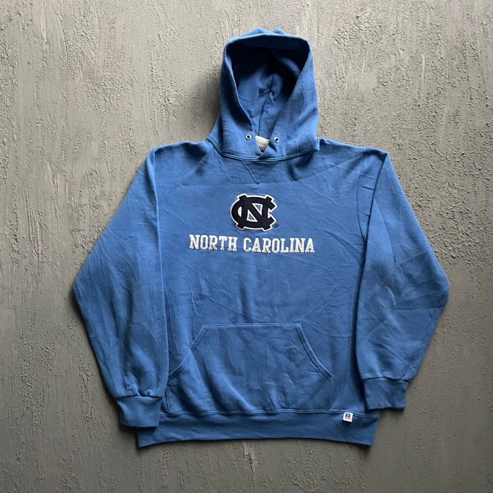 Vintage UNC North Carolina Hoodie Men Large Blue 90s Russell Athletic